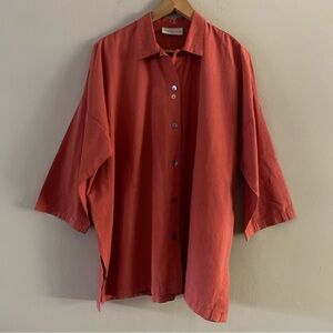 Eleven Stitch Design Coral Lagenlook Art to Wear Tunic Top Blouse Size SMALL